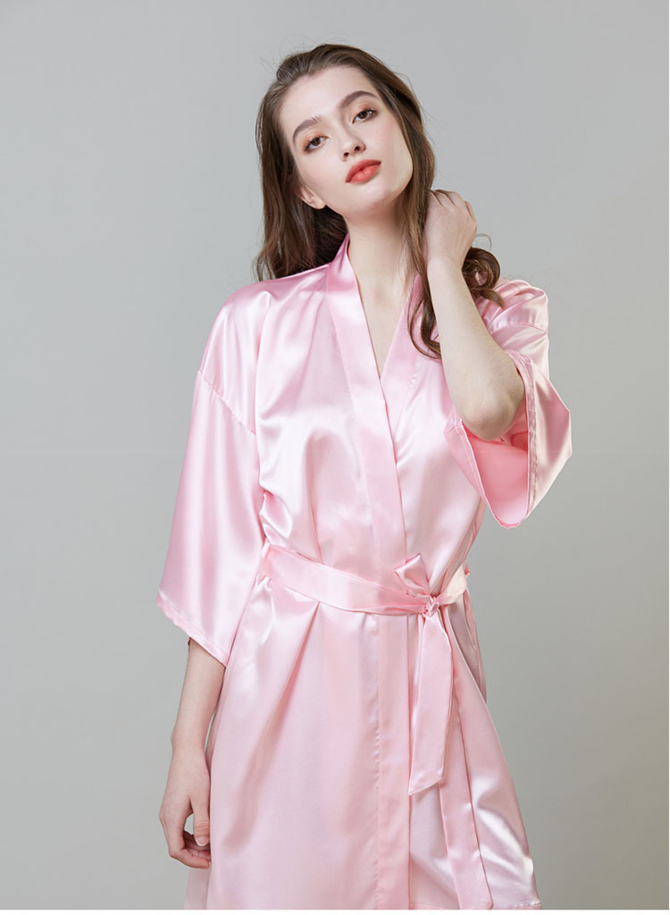 pink silk satin robe 