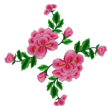 Chinese Peony Flower Applique Embroidered Patches
