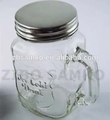 Embossed glass mason jar