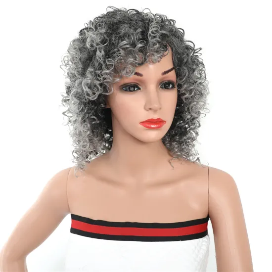 Brown Color Brazilian Remy Shoulder Length Jerry Curl Synthetic Wig Deep Wave Glueless Human Hair For Black Women No Lace Wig