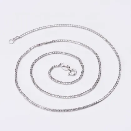 18 Inch 925 Sterling Silver Gold Plated Chopin Chain Adjustable Necklace with Needle Pin for Women - DIY Accessory