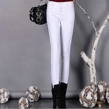 women skinny pants white black color pencil pants cotton black elastic leggings