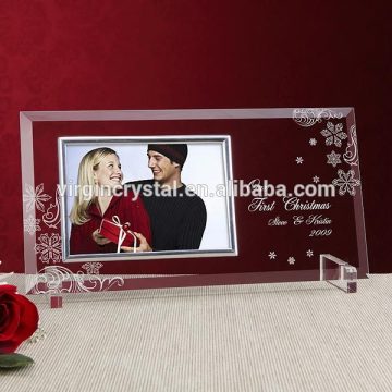Warm style custom logo crystal photo frame as christmas gift for promotion