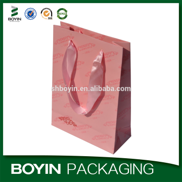 Pink girl stylish paper gift bags with silk handle