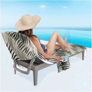 Chair Towel with Hooded for Poor Beach Microfiber printed chair towel for beach Manufactory