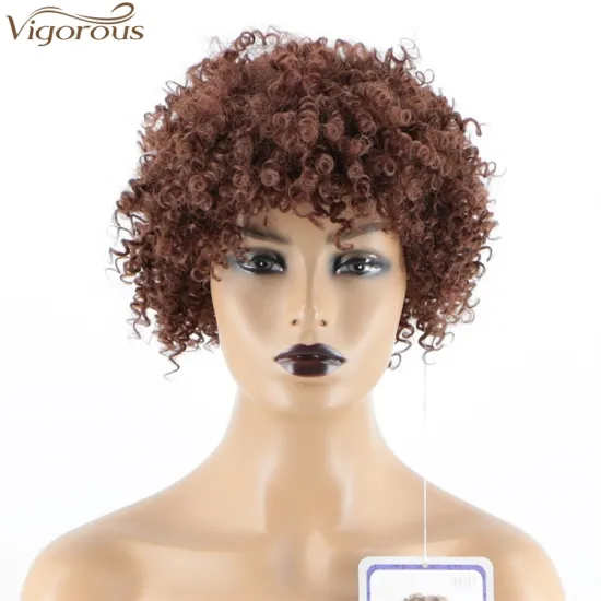 Vigorous Afro Dark Auburn Short Spiral Curly Wigs for Black Women Heat Resistant Synthetic Kinky Curly Hair Wig
