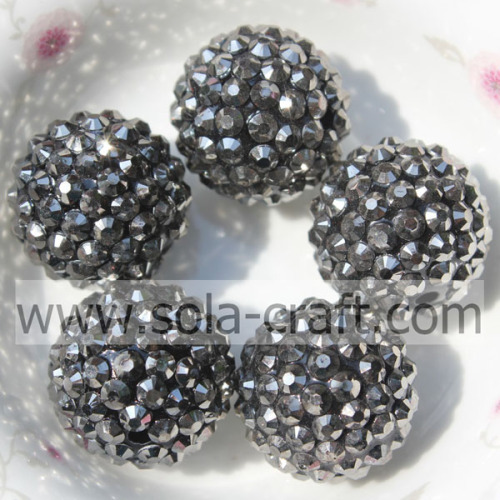 Newest Lead Black 18*20MM Rhinestone Beads For Kids Necklace Making