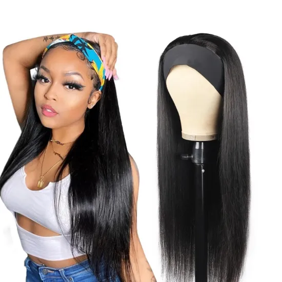 Indian Hair Straight Human Hair Wigs With Bangs Machine Made Long Wigs For Black Women Non-Remy Cheap Wig 100% Human Hair