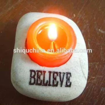 engraved words candle holder/ believe stone candle holder