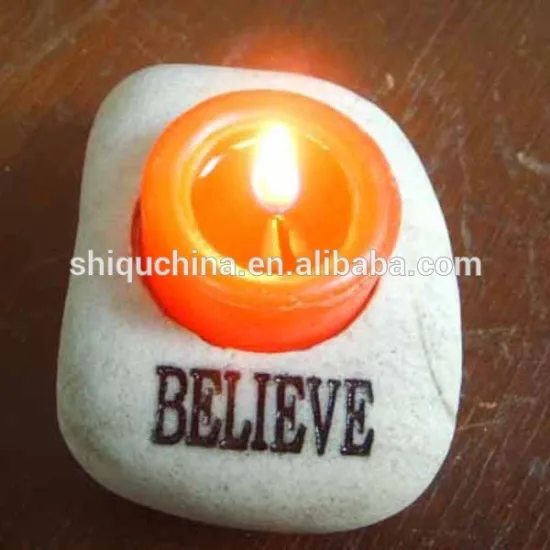 engraved words candle holder/ believe stone candle holder