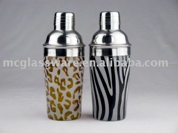 Handmade leopard glass shaker with lid