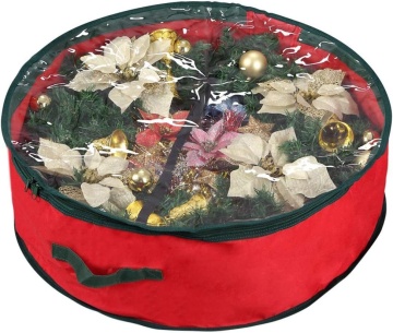 Garland and Wreath Storage Bag: Durable Tarp Oxford Zippered Reinforced Handle Bag for 36'' 30'' 24'' Artificial Wreaths