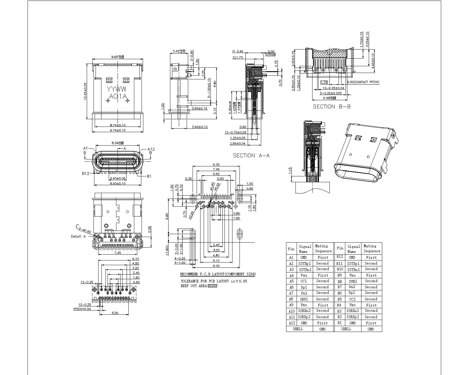 WMUFM06 USB 3.1 CF Waterproof CL1.75 H3.46mm 