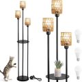 Country style vertical floor lamp with rope shade