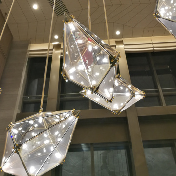 Luz suspensa de luxo moderna personalizada para lobby de hotel