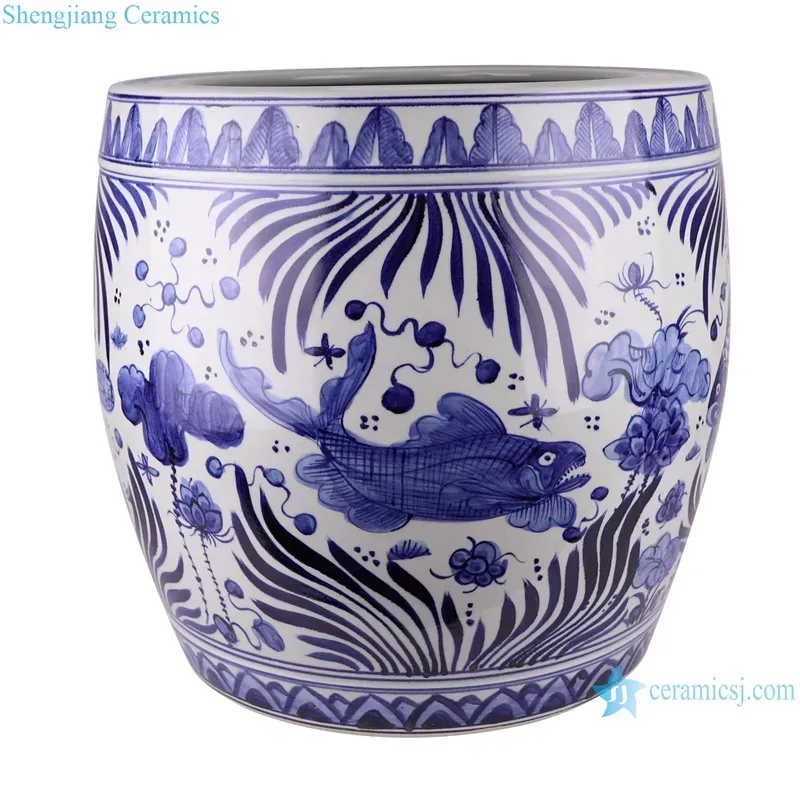 Blue and White Mackerel Algal Pattern Tank Planter