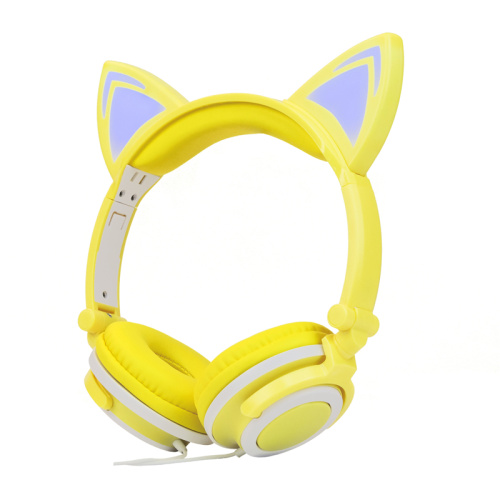 Fones de ouvido de desenho animado Macoron LED fone de ouvido de gato