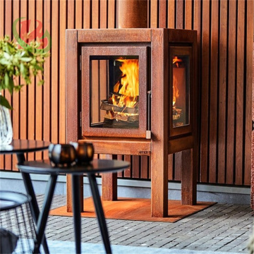 Corten Steel Outdoor Freestanding Wood Burning Fireplaces: Modern Wood Stove Designs