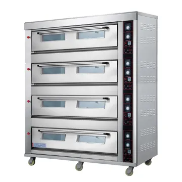 Baking Horno Bakery Equipment Commercial Gas Pizza Oven for Sale Price, Gas 4 Deck 16 Trays Industrial Cake Bread Baking Ovens