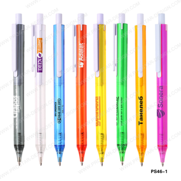 Prostar popular patent design simple cheap promotional custom logo transparent plastic ball pen