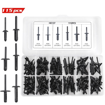 QGZ128-115PCS Automotive Universal Nylon Pop Rivet Assortment Kit for GM Ford Chrysler VW