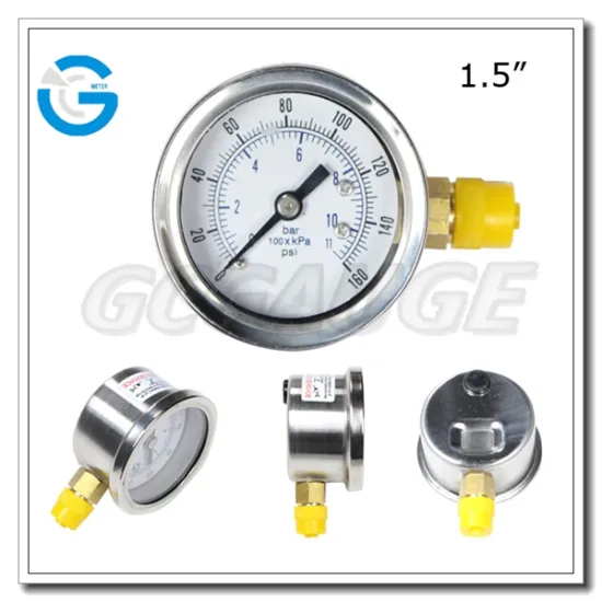 High quality 1 1/2inch 40mm stainless steel side connection gas manometer