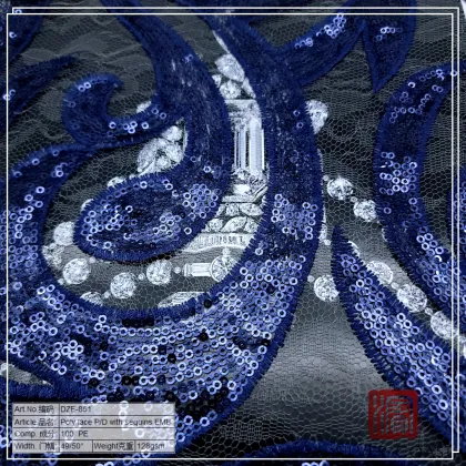 poly lace p/d with sequins embroidery