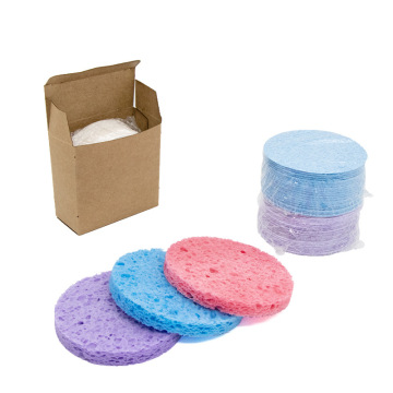 20pcs/Box Cellulose Sponge Face Scrub Makeup Remover Powder Puff for Round Skin Cleansing