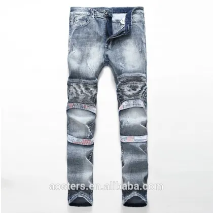 customization young straight jeans fold men jeans trousers negotiate pirce