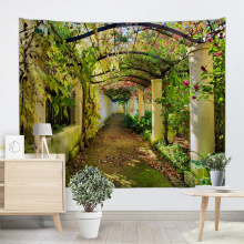 Green Corridor Tapestry muur Opknoping Flower Gallery Vine natuur Wall Tapestry voor woonkamer slaapkamer slaapzaal Home Decor