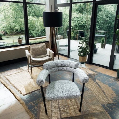 Dining room Boucle Upholstered Arm Chair Set Foam