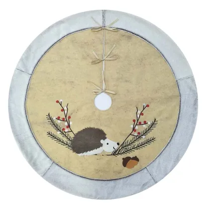 Christmas tree skirt with winter woodland theme