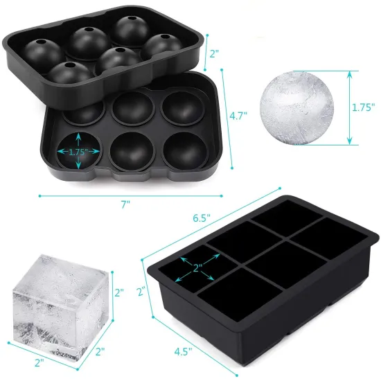 Custom BPA Free Silicone Sphere Ice Mold Tray - Flexible Whiskey Ice Ball Maker with Lids