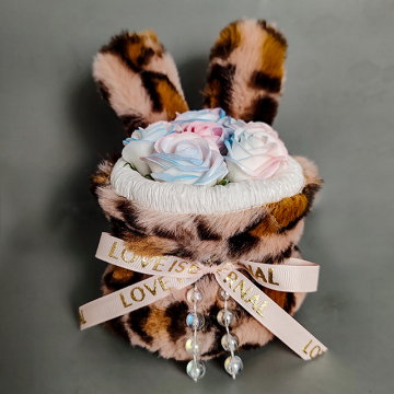 Easter Perfect Christmas Qixi Valentine's Day Rabbit Ear Rose Bouquet in a Flower Box for Girlfriend
