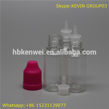 childproof cap e-cig oil 10ml clear pet plastic dropper bottle for smoke oil