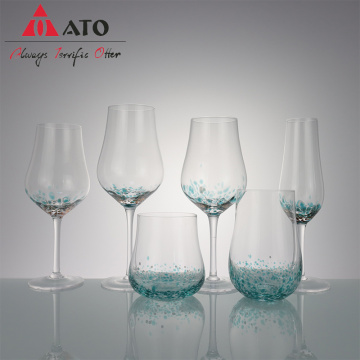 Sky blue glasswares champagne goblet water glass set