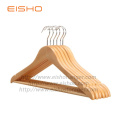 EISHO Natural Wooden Coat Hangers with Wooden Bar