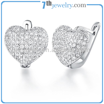2014 Hot Selling Items Micro Pave Setting Fashion Heart Shaped Earrings