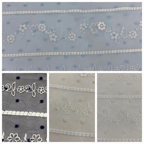Summer  Faddish Chiffon Ground Yarn Embroidery Fabric
