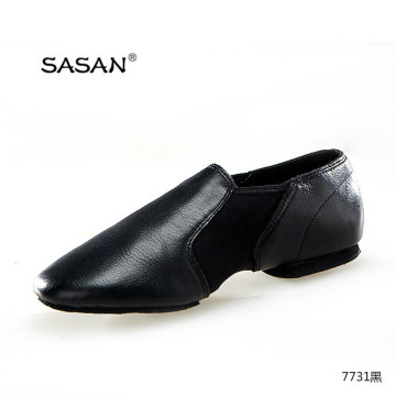 Leather Jazz Dance Shoes Elastic Laceless Pratice Shoes