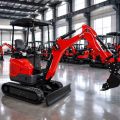 2Ton Red Canopy Mini Excavator Auger Trench
