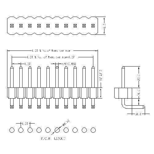 1.27 mm Pin Header Single Row Angle Type