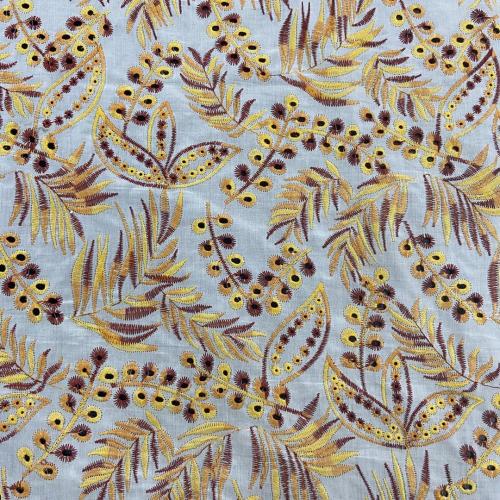 Spring/Autumn Leaves Cotton Eyelet Embroidery Fabircs