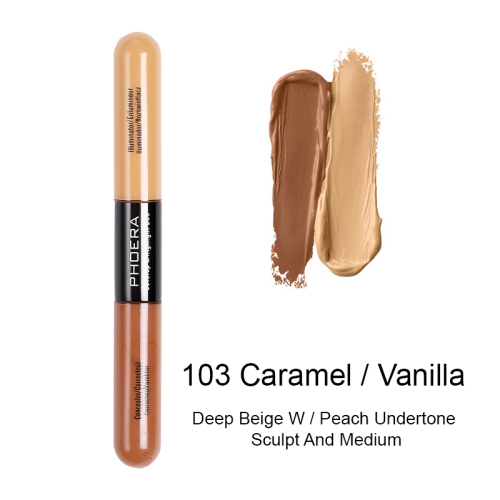 PHOER Brighten Skin Color Double Head Concealer Liquid 5 Color Long Oil Control Liquid Foundation TSLM2