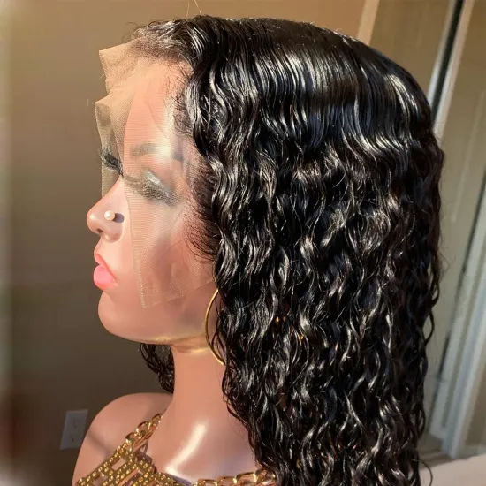 Wholesale Hd Full Lace Frontal Wig For Black Women Water Wave Raw Brazilian Virgin Human Hair Transparent Lace Front Wig Vendor