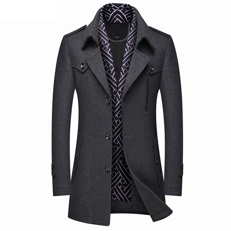 Double Collar Trench Coat Male