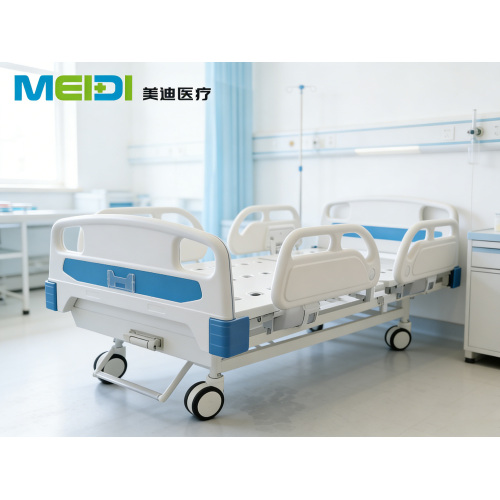 Home/Medical Dual-Use Single-Crank Hospital Bed, Economic Punching with 4 Small Rails & Central Brake