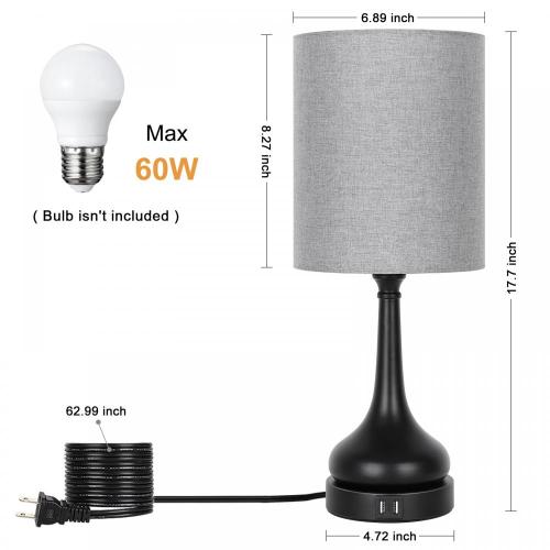 Lampes de chevet de chevet minimaliste avec ports de chargement USB