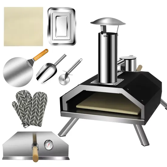 Custom Logo Portable Pizza Oven: 11", "12", "13", "16 Inch Mini Wood Fired and Pellet Oven with Handle