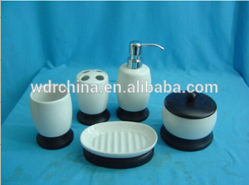 Chaozhou factory alibaba Customized logo white ceramic 5 pieces bathroom set